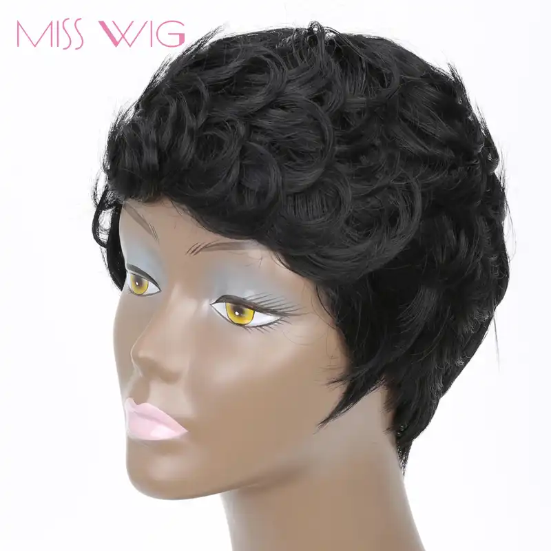 Miss Wig Short Black Pixie Cut Curly Hair Wigs For Black Women
