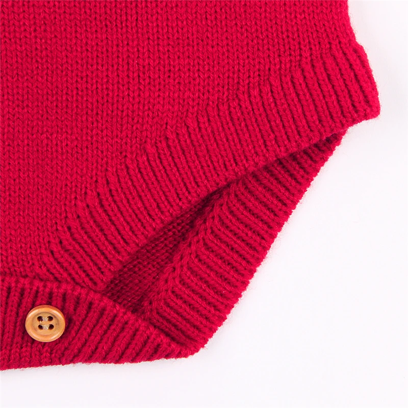 Newborn Christmas Baby Bodysuit Knitted Sleeveless Funny Cartoon Infantil Bodysuit Winter Toddler Girl Boys Onsies Jumpsuit red-06