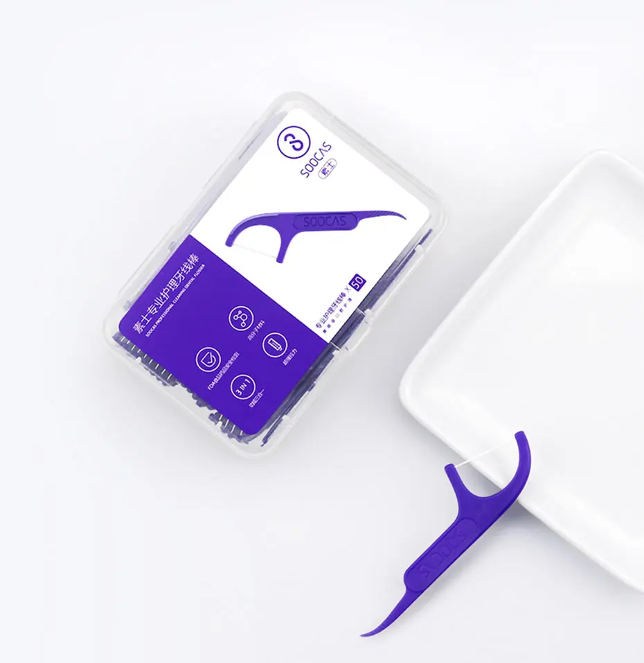 50 шт./кор. Xiaomi Soocare Профессиональный тончайший dentalfoss эргономичный дизайн, Управление по санитарному надзору за качеством пищевых продуктов и медикаментов тестирования Еда Класс