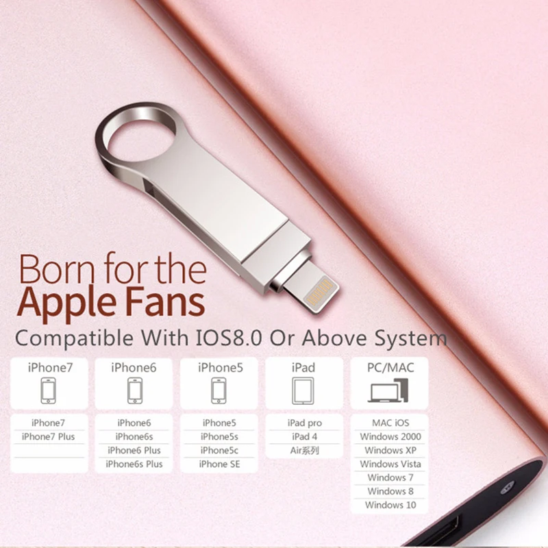OTG Usb флэш накопитель 8 ГБ 16 32 64 Гб 128 HD карта памяти для iPhone X/8/7/7 Plus/6/6s/5/SE/ipad