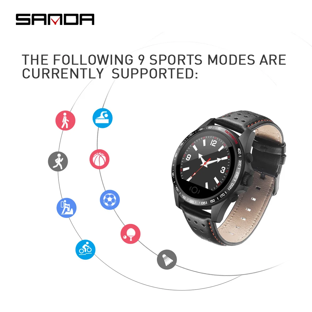

Waterproof Bluetooth Smart Watch SANDA Heart Rate Monitor Blood Pressure Heart Rate Sleep Tracker Smart Watch iOS Android