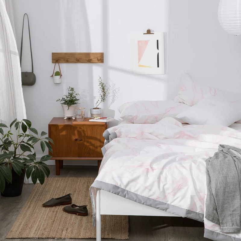 

2018 Abstract Pink Quilting Summer Comforter Quilt 100% Cotton Fabric Polyester Filler Twin Queen Air-Condition