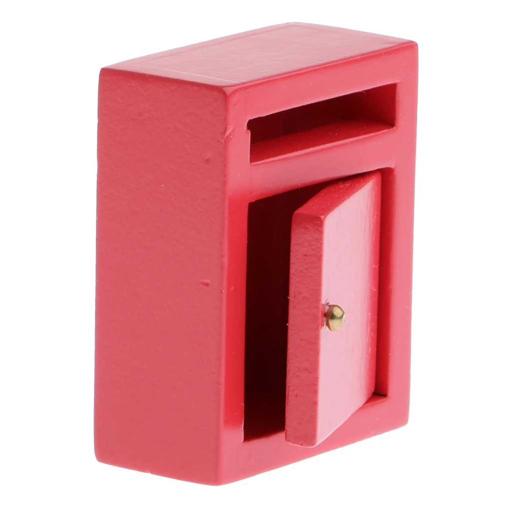 1/12 Dollhouse Miniature Furniture Red Wooden Mailbox Porch Decoration