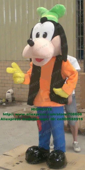 Lively Black Goofy Dog Doggie Puppy Pup Mouse And Donald Duck Mascot Costume With Green Hat Long Ears Adult Size No.5135 Free Sh |