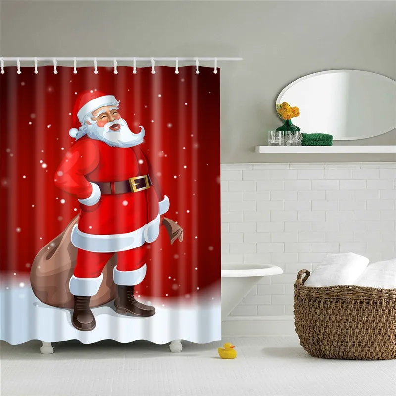 Рождественская печать 3d занавеска для душа s водонепроницаемый экран для ванной полиэстер ткань занавеска в ванной украшение дома