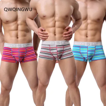 

3PCS Underwear Men Cotton Boxer Pouch Boxers Shorts Calzoncillos Hombre Cueca Underpants Breathable Soft Striped Boxers Trunks