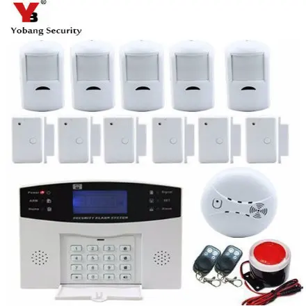

YoBang Security Russian French Spanish Ltalian Language Wireless GSM House Alarm System 99 Wireless 7 Wired Zones Security .