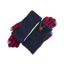 Mrwonder Для женщин Прекрасный Chic бантом Цвет блок сенсорный двухэтажных перчатки зимние теплые перчатки