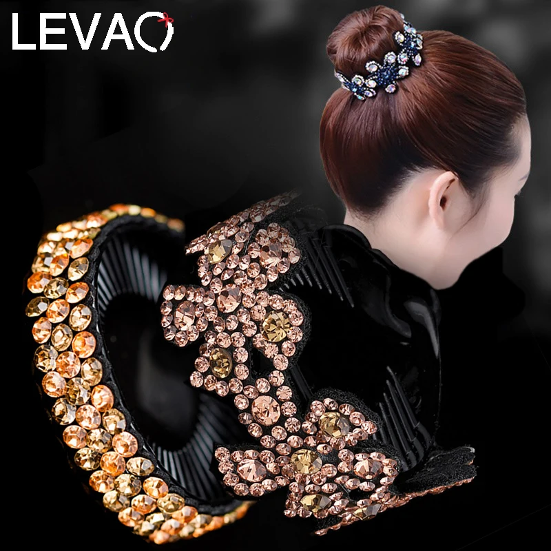 

LEVAO Banana Clips for Female Hair Accessories Women Hair Claws Headwear Rhinestone Flower Hairpin Bird Nest Floral Twist Clip
