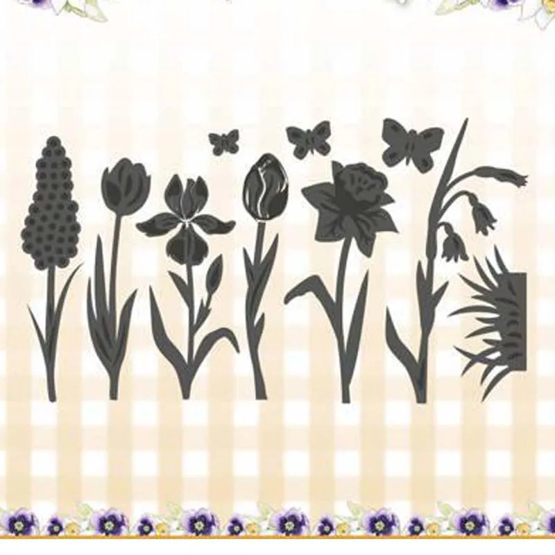 

Spring Flowers Butterfly 118*90mm Metal Cutting Dies Scrapbooking Album Cuts for DIY Card making stencil Embossing Die New 2019