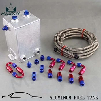 

3L Universal Aluminium 3 Litre Swirl Pot 3 L Fuel Sandblasting Surge Tank + Oil/Fuel line + Hose end/Fitting Blue
