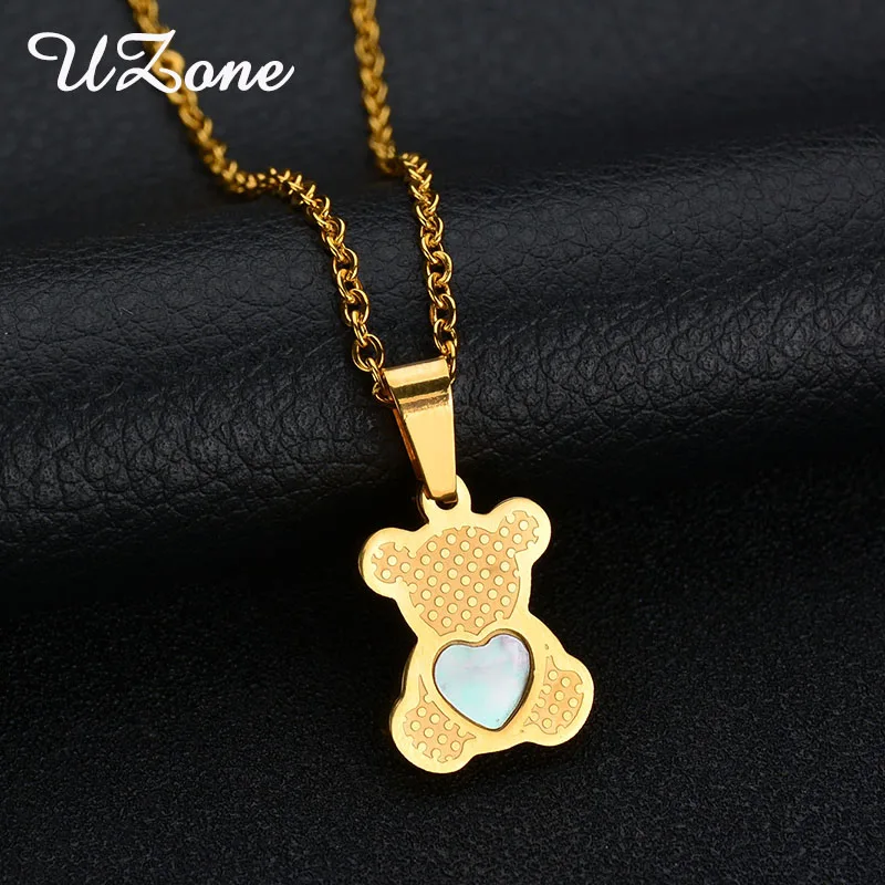 

UZone Famous Brand Bear Pendant Neckalce Gold-color Shell Animal Necklace Can Drop Shipping