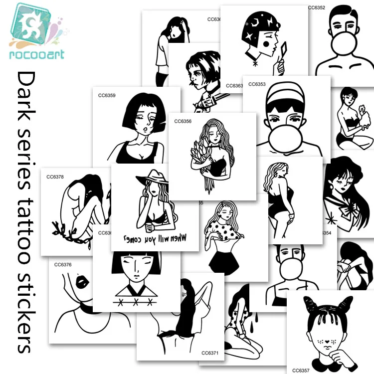 25 Sheets Different Black Small Couples Tattoos Design Sex Girl Boy Temporary Tattoo Sticker Body Art on Hands Fake Tatoo