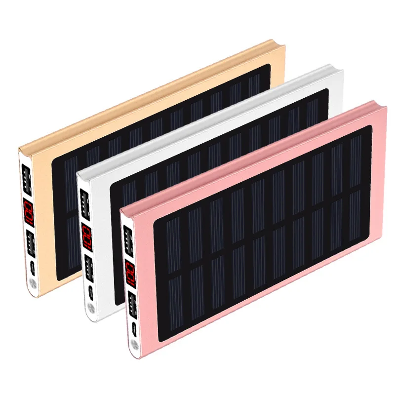 20000mah Solar Power Bank External Battery 2 USB Powerbank Portable Mobile phone Solar Fast Charger for Xiaomi iphone X 8 plus