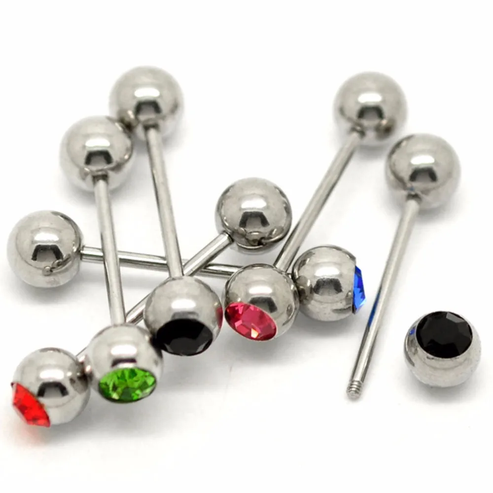 Wholesales New Stainless Steel Barbell Piercing Mixed Colors Crystal