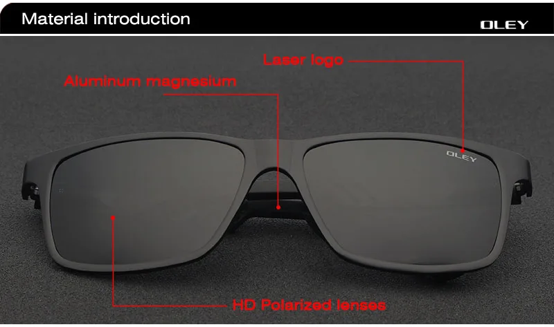 OLEY, мужские поляризованные солнцезащитные очки, алюминиево-магниевые солнцезащитные очки, очки для вождения, прямоугольные Оттенки для мужчин, мужские