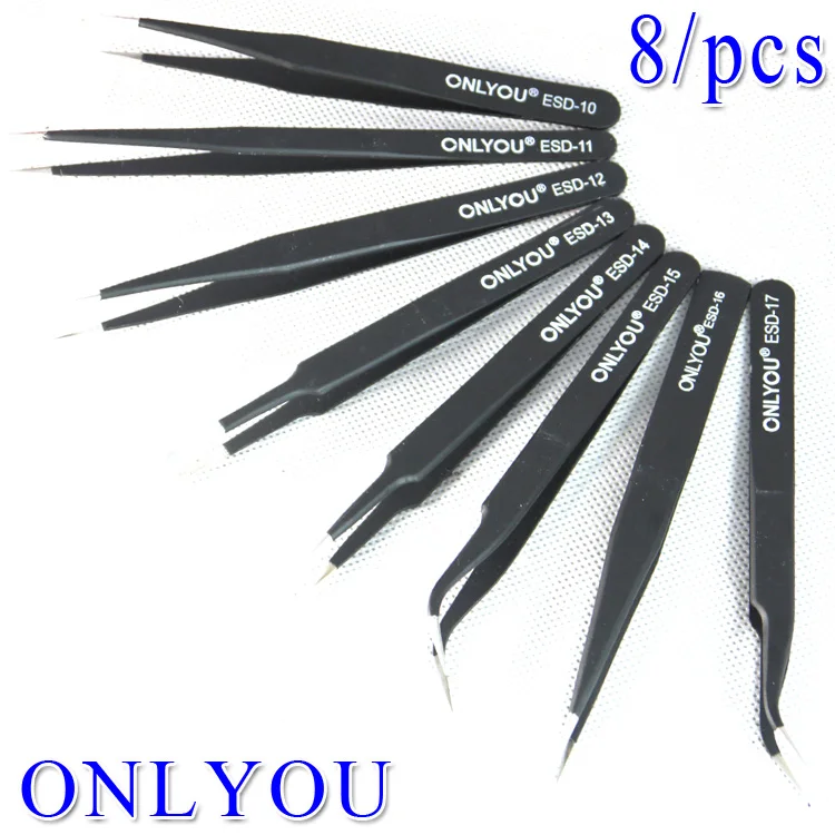 New arrivals 8/PCS ONLYOU ESD Precision Tweezer Set Kit tools