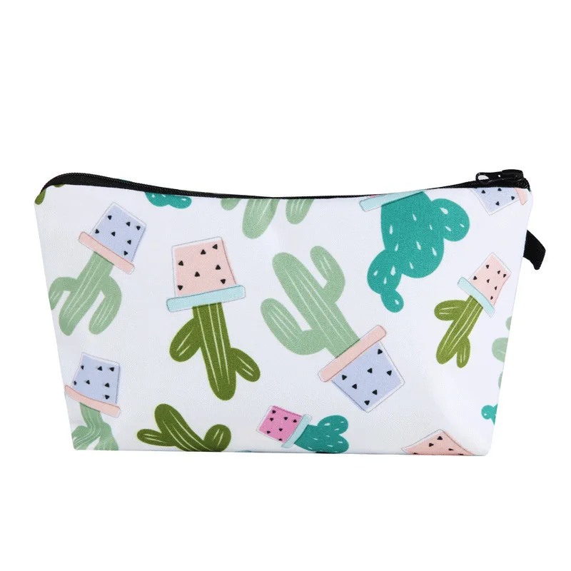 

Cactus Print Small Fresh Fashion Makeup Bag Clutch Bag Female Multifunction Cartoon Creative Storage Bag
