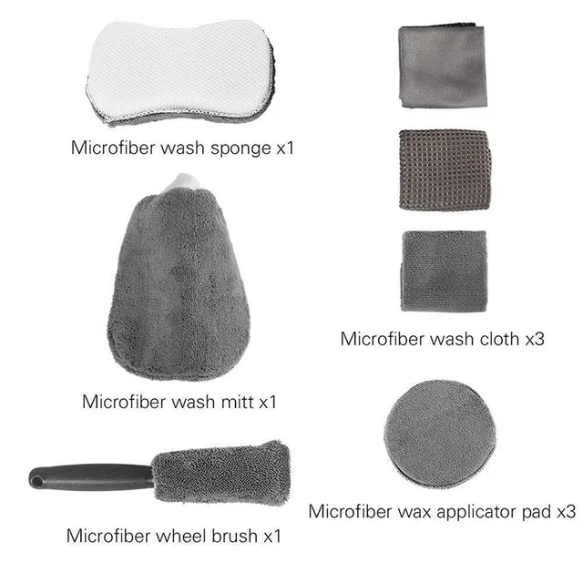 New 9Pcs Microfibre Car Wash Cleaning Tools Set 4