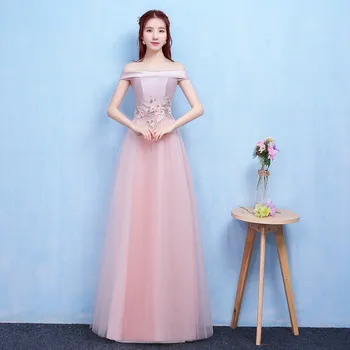 

Red Bean Pink Colour Fashion Style Long Bridesmaid Dresses Sexy A Line Women Dress for Wedding Party Vestido Sexy Prom Dress