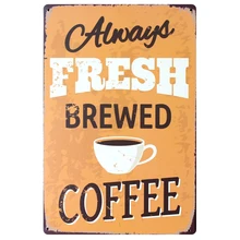 [Mike86] всегда свежие brewhed кофе металлическая банка знак художественная роспись Craft Кафе Декор AA-295 заказ смешивания 20*30 см