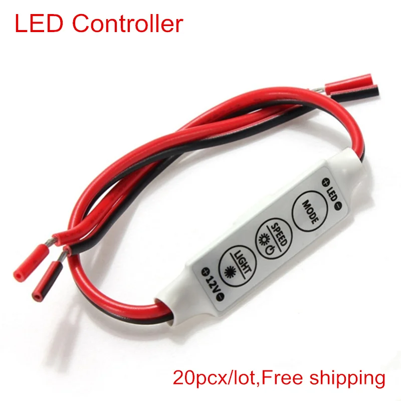 

20pcs/lot DC12V 24V 6A Mini 3 Keys Led Dimmer Controller to Control 3528 5050 5630 7270 Single Color Strip Light Free Shipping