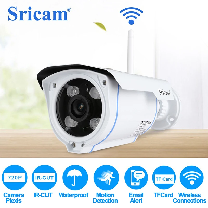 

Sricam SP007 720 HD IP Camera wireless WIFI Camera 2.4 P2P Onvif SD Card Outdoor Camera Waterproof IP Cam Night Version IR Cut