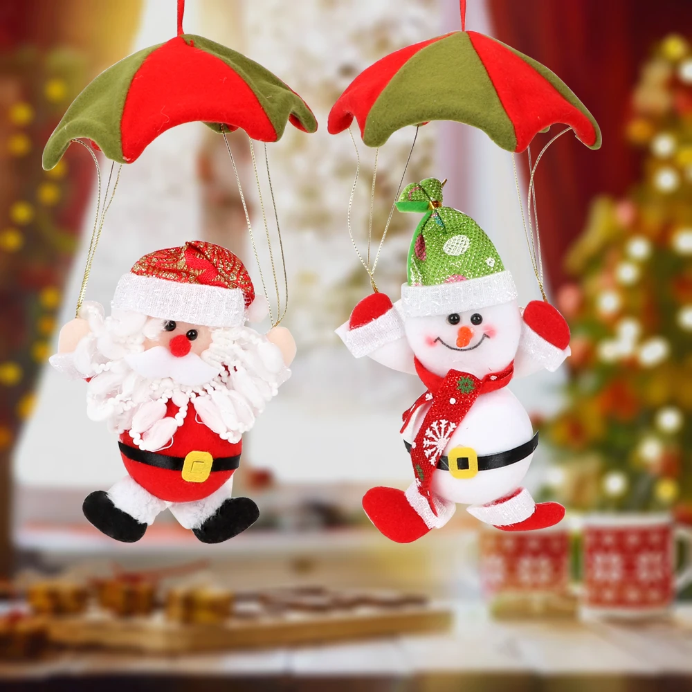 Christmas Home Ceiling Decors Parachute Santa Claus Snowman Christmas Tree Hanging Ornament Santa Doll Party Supplies