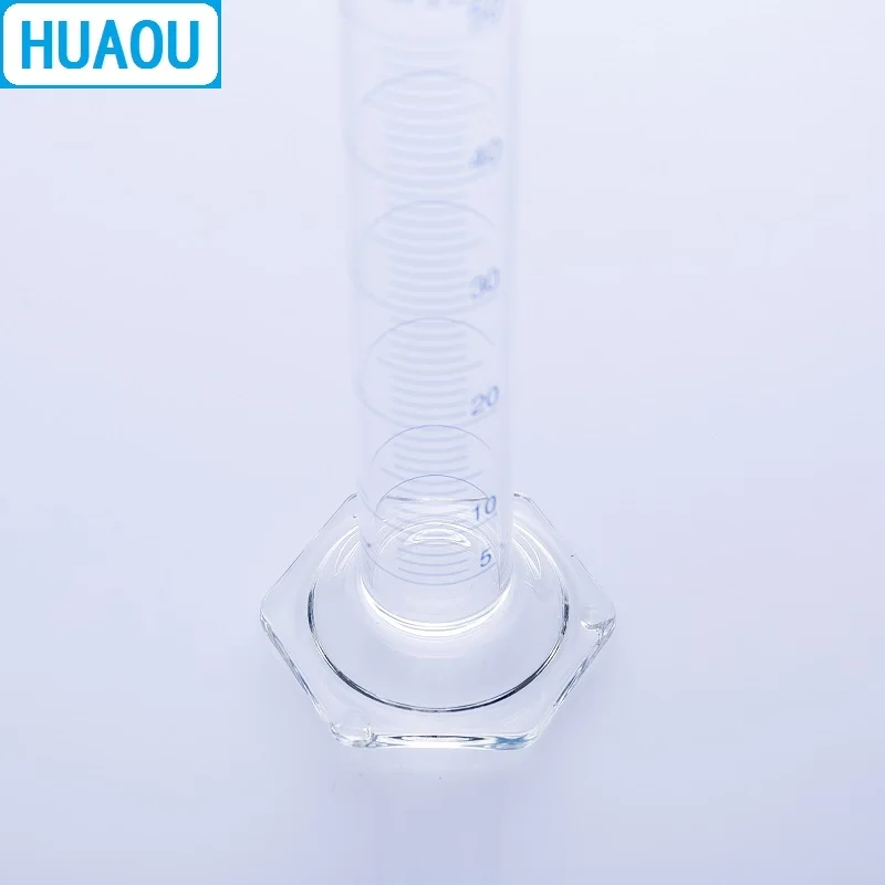 HUAOU 50mL Measuring Cylinder with Hexagonal Base Borosilicate 3.3 Glass Spout Graduation Laboratory Chemistry Equipment glass measuring cylinder