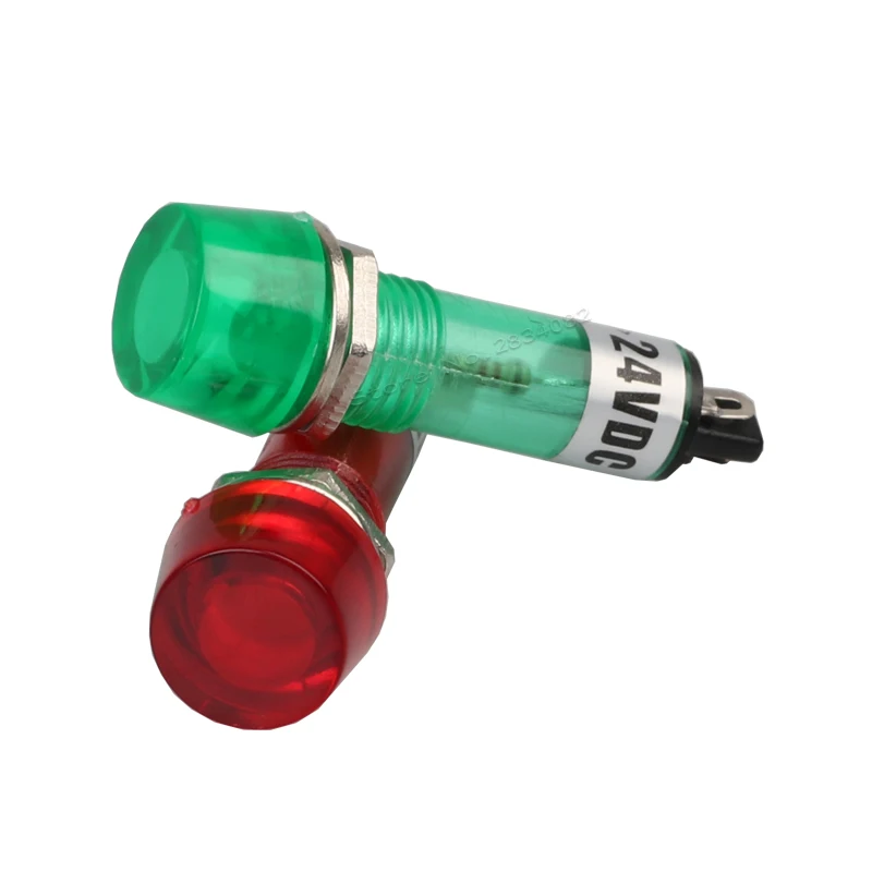 

10mm Signal lamp indicator light Green red 12V 24VDC 220VAC pilot lamp warning light NHC 2 pin terminal