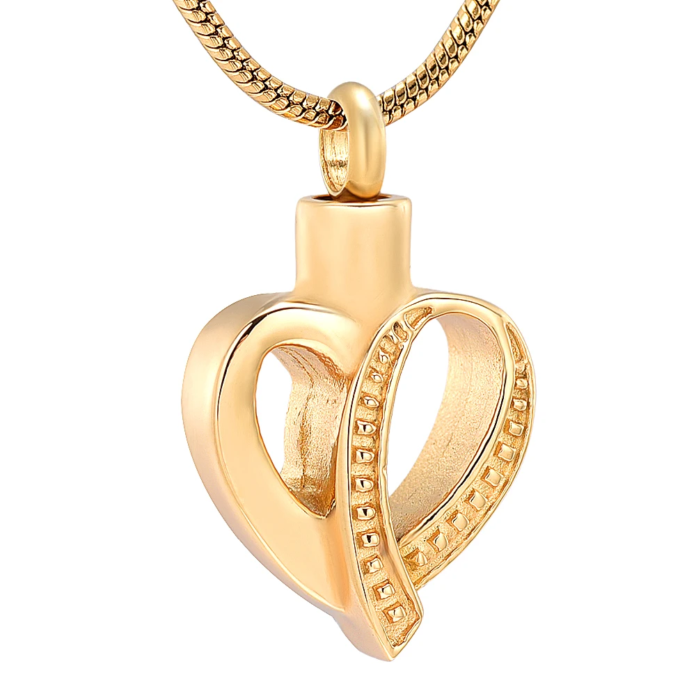 JD12448 Silver/Gold/Rose gold/Black Stainless Steel Heart Memorial Urn