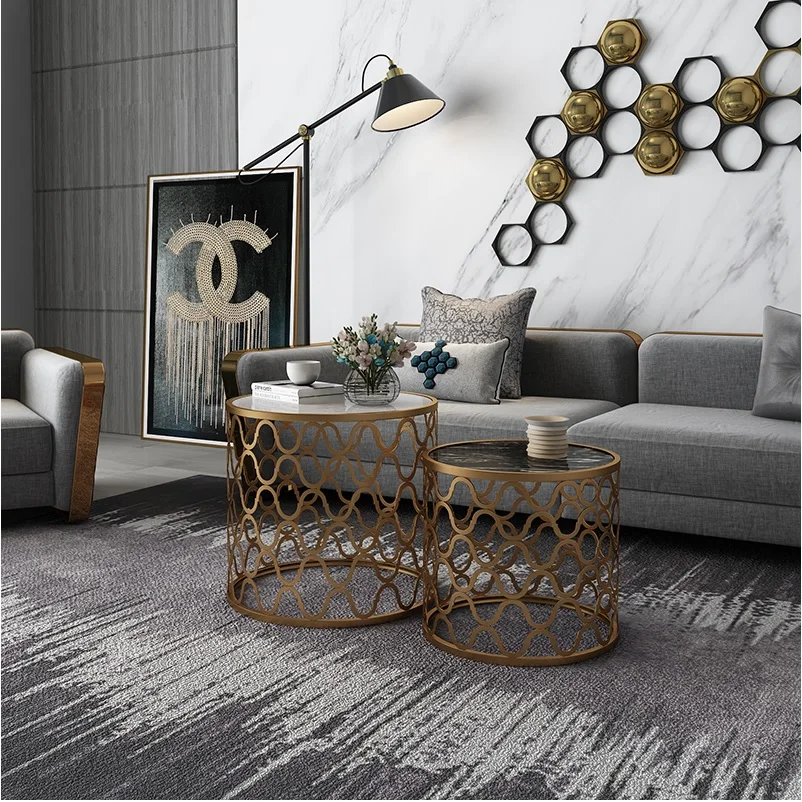 Round Marble Small Nest Coffee Tables 2pcs PACK 60cm(23\ Round Marble Small Nest Coffee Tables 2pcs PACK 60cm(23\