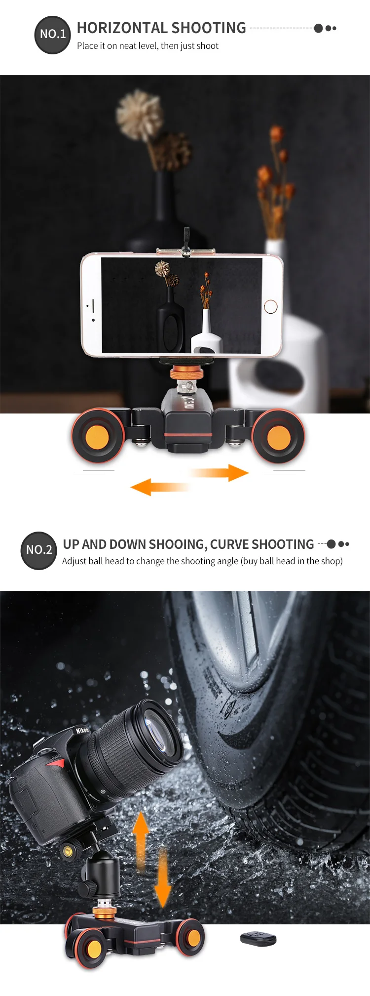 YELANGU-L4X-Autodolly-Electric-Slider-Motorized-Pulley-Car-Cine-Dollies-Pulley-Rolling-Skater-with-Wireless-Remote-for-DLSR-Camera-Video-Camcorder-Smart-Phone (4)