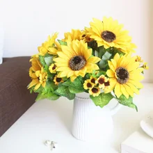 1pcs 7buds Sunflower Simulates Bouquet Artificial Flower DIY Flower arrangemet For Home Party Decoration Holiday Gift For friend 1pcs 7buds Sunflower Simulates Bouquet Artificial Flower DIY Flower arrangemet For Home Party Decoration Holiday Gift For friend