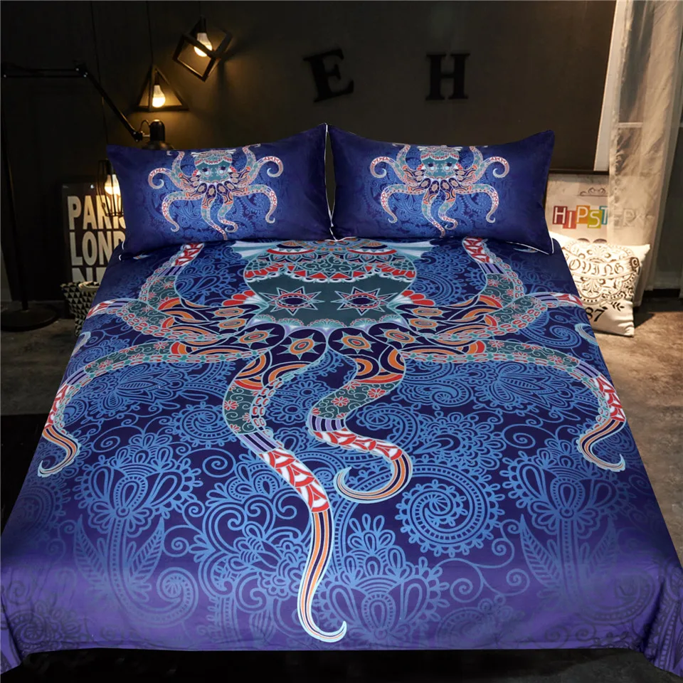 Octopus Eye Bedding Set Paisley Boho Duvet Cover Set Animal Floral