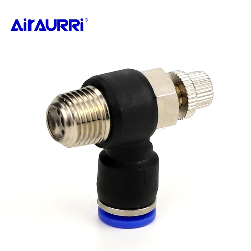 

Tube 1/4" 1/8" 3/8" 1/2"BSP Male Gas Airflow Limit Valve Quick Fitting Pneumatic Speed Flow Controller 8mm 6mm 10mm 12mm OD Hose