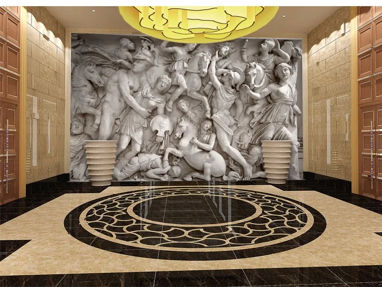 Большой изготовленный на заказ Европейский Римский резной статуя 5D Papel Фреска 3d настенная фотообои для офиса 3d настенные росписи БУМАГИ