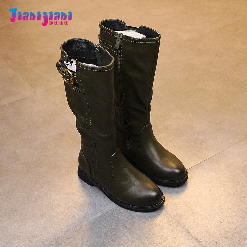 

3T-13T Children Genuine Leather Shoes 2017 Girls Boys Motorcycle Boots Toddler side zipper Over Knee Kids Riding Fashion Boots