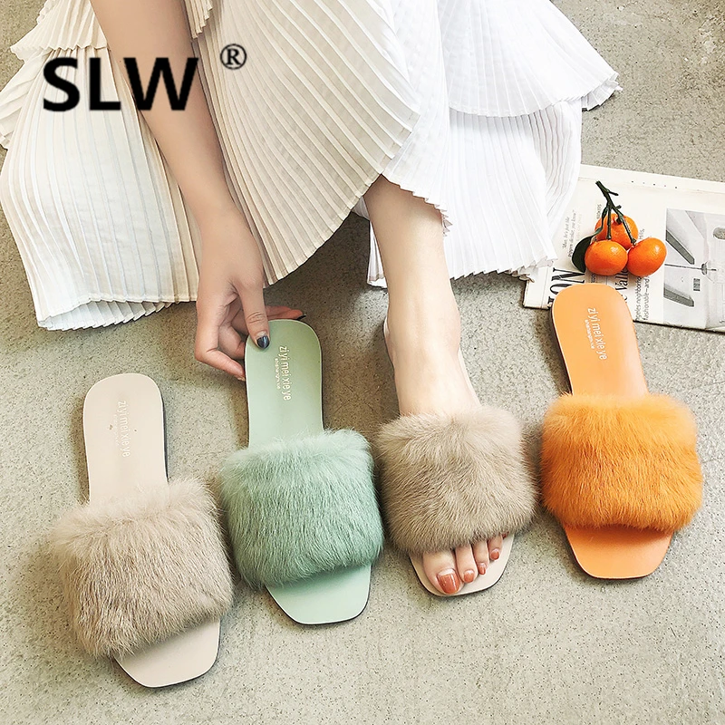 

Women's Slippers 2019 Shoes Pokemon Plush Designer Slides Heeled Mules Ladies Flip Flops On A Wedge Platform New Fur Luxury