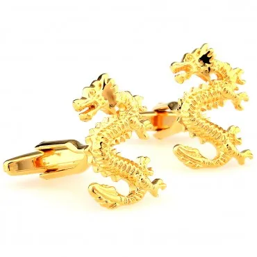 Модные серебристые и золотые запонки с драконом запонки