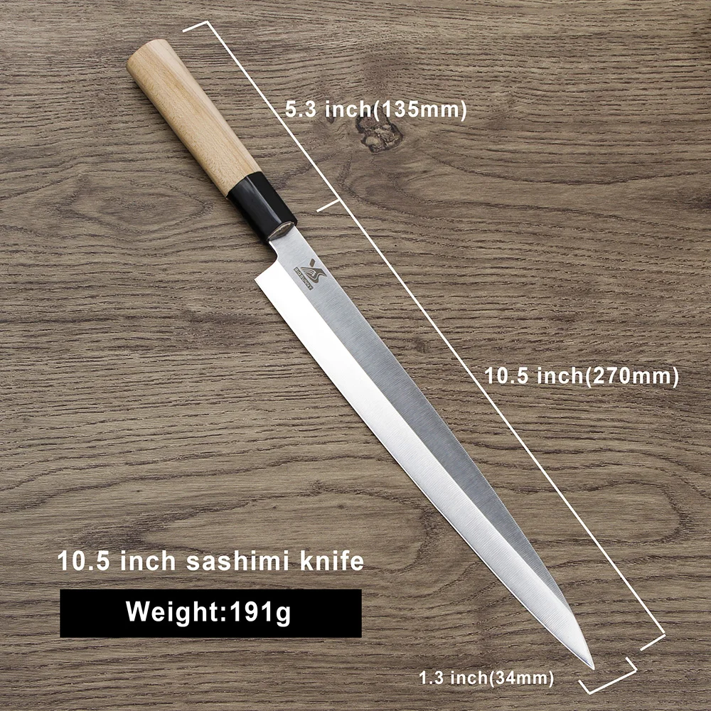 BIGSUNNY набор из 2 шт сашими Набор ножей немецкая сталь суши и нож Деба-10,"& 7", 10,"& 8", 1"& 7", 1"& 8"-деревянная ручка