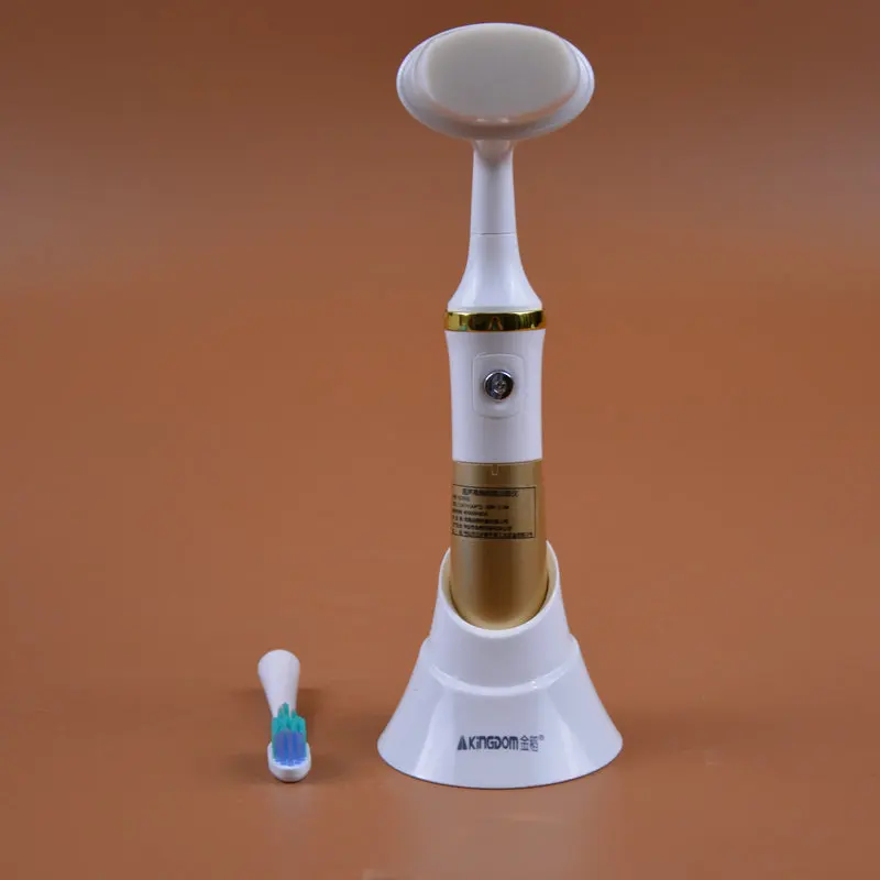 

2 in 1 facial cleasing and tooth brush Ultrasonic high frequency cleansing instrument DuPont soft hair cleansing facial cleanser