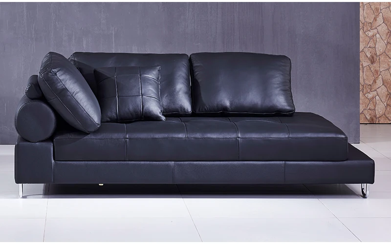 Черный современные формы L на платформе кожаный диван секционные мебель, гостиная кресла
