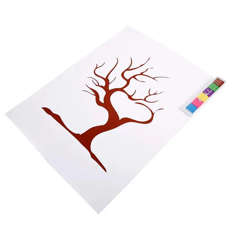 4 стиля Дерево с отпечатками пальцев на заказ свадебные сообщения книга Свадебные сообщения плакат с 6 цветные чернила (Цвет: TYPE2 #)