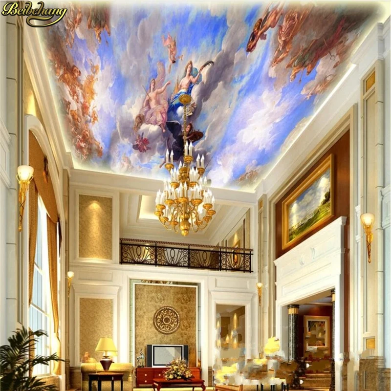 

beibehang Waterproof home decor KTV bar ceiling 3D large wall stickers wallpaper Mural painting entrance way Golden Hall roof