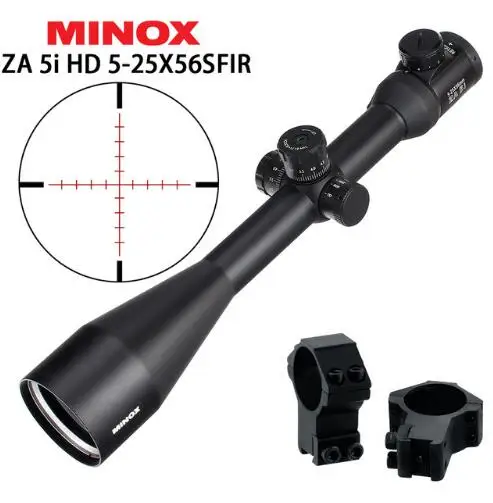 MINOX ZA 5i HD 5-25x56 SFIR охотничьи оптические прицелы с подсветкой Стекло травленая сетка боковая параллакса башенки Блокировка сброса съемки область - Цвет: with Dovetail Rings