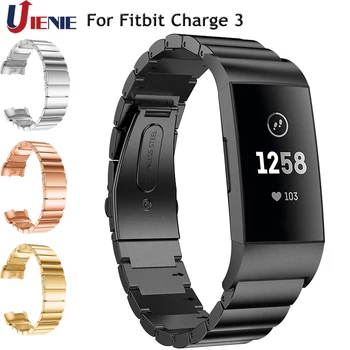 

Stainless Steel Metal Watchband Strap for Fitbit Charge 3 Smart Watch Replacement Bracelet Wristband for Charge3 with Connector