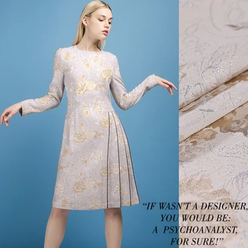 

145 cm gold jacquard fabric elegant dress yarn dyed fabric French fashion gold thread jacquard fabric wholesale jacquard cloth