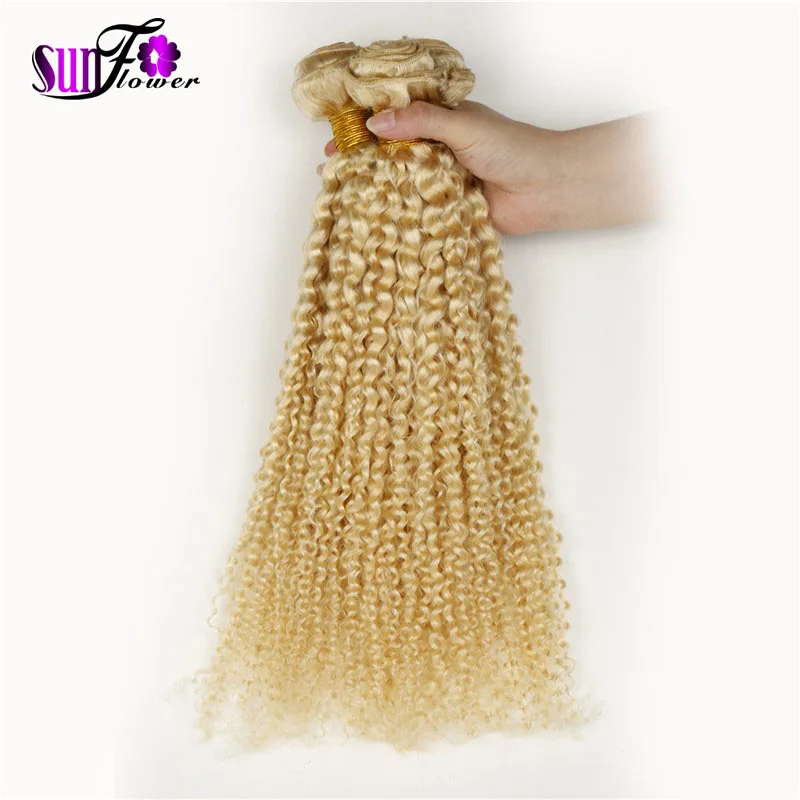 

7A Brazilian kinky Curly Virgin Hair extensions 2pcs blonde color tight curly Hair Weaves Irina Hair Product 10"-32" in stock