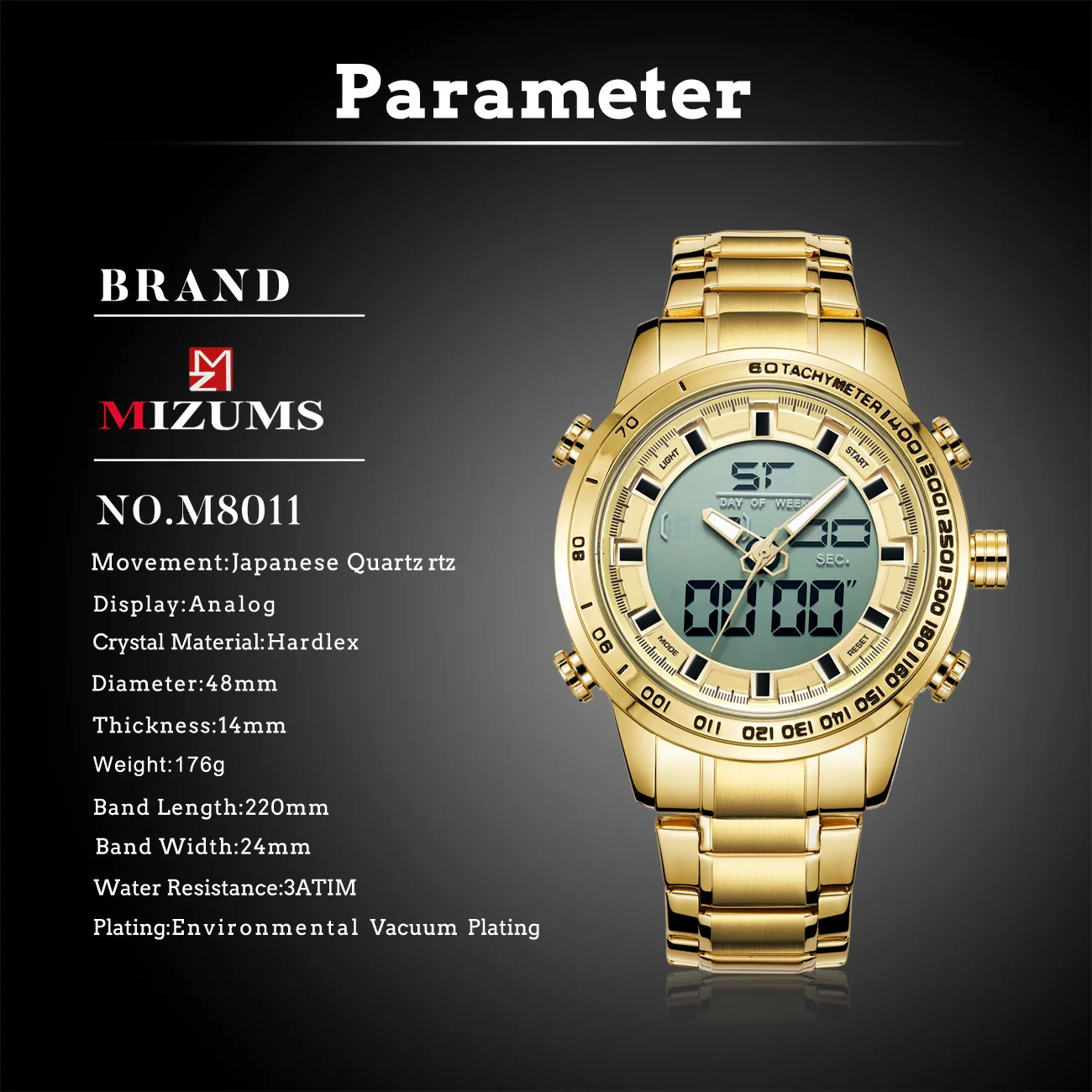 Relogio masculino 2019 Luxury Gold Quartz Watch Men Military Waterproof LED Sport Digital Watches M